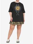 Celestial Sunflower Mineral Wash Oversized Girls T-Shirt Plus Size, BLACK, alternate