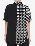 Black & White Checkered Heart Split Girls Resort Woven Button-Up, CHECKERED, alternate