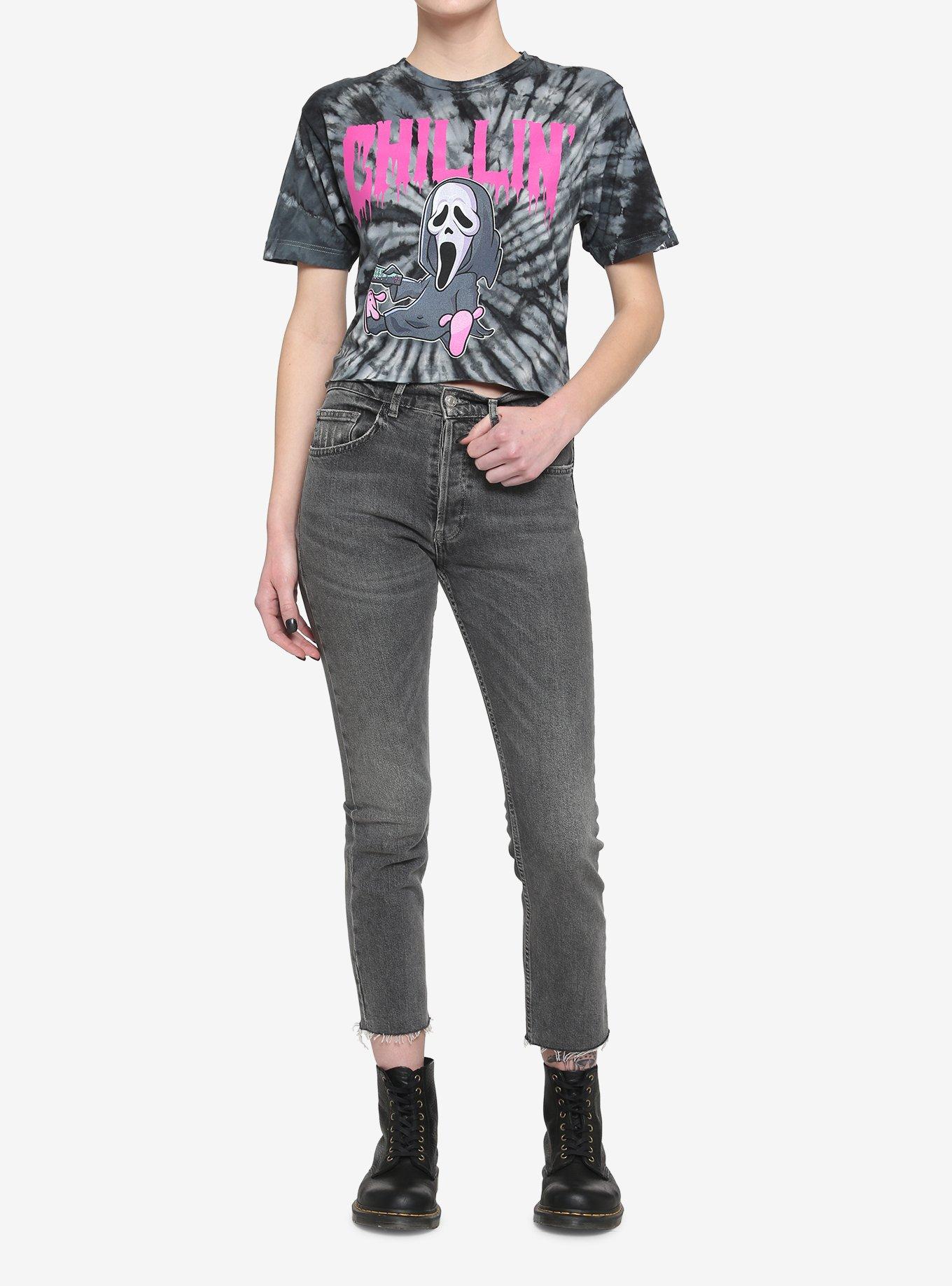 Scream Ghost Face Tie-Dye Girls Crop T-Shirt, MULTI, alternate