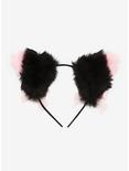 Black & Pink Tip Cat Ear Headband, , alternate