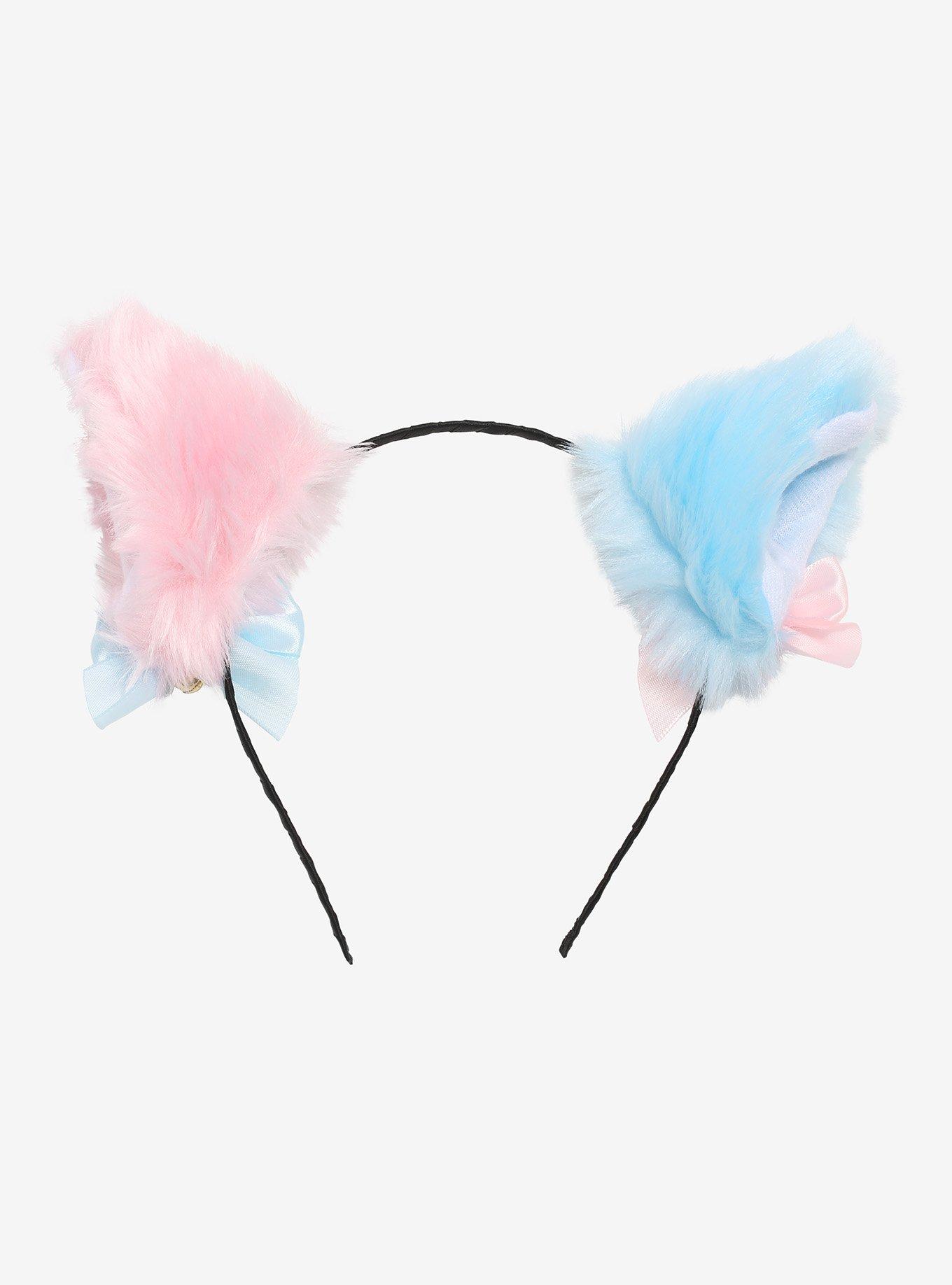 Pink & Blue Mismatch Cat Ear Headband, , alternate