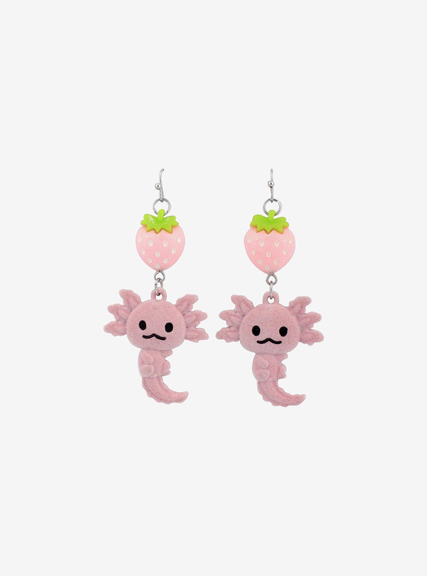 Strawberry Axotyl Drop Earrings, , alternate