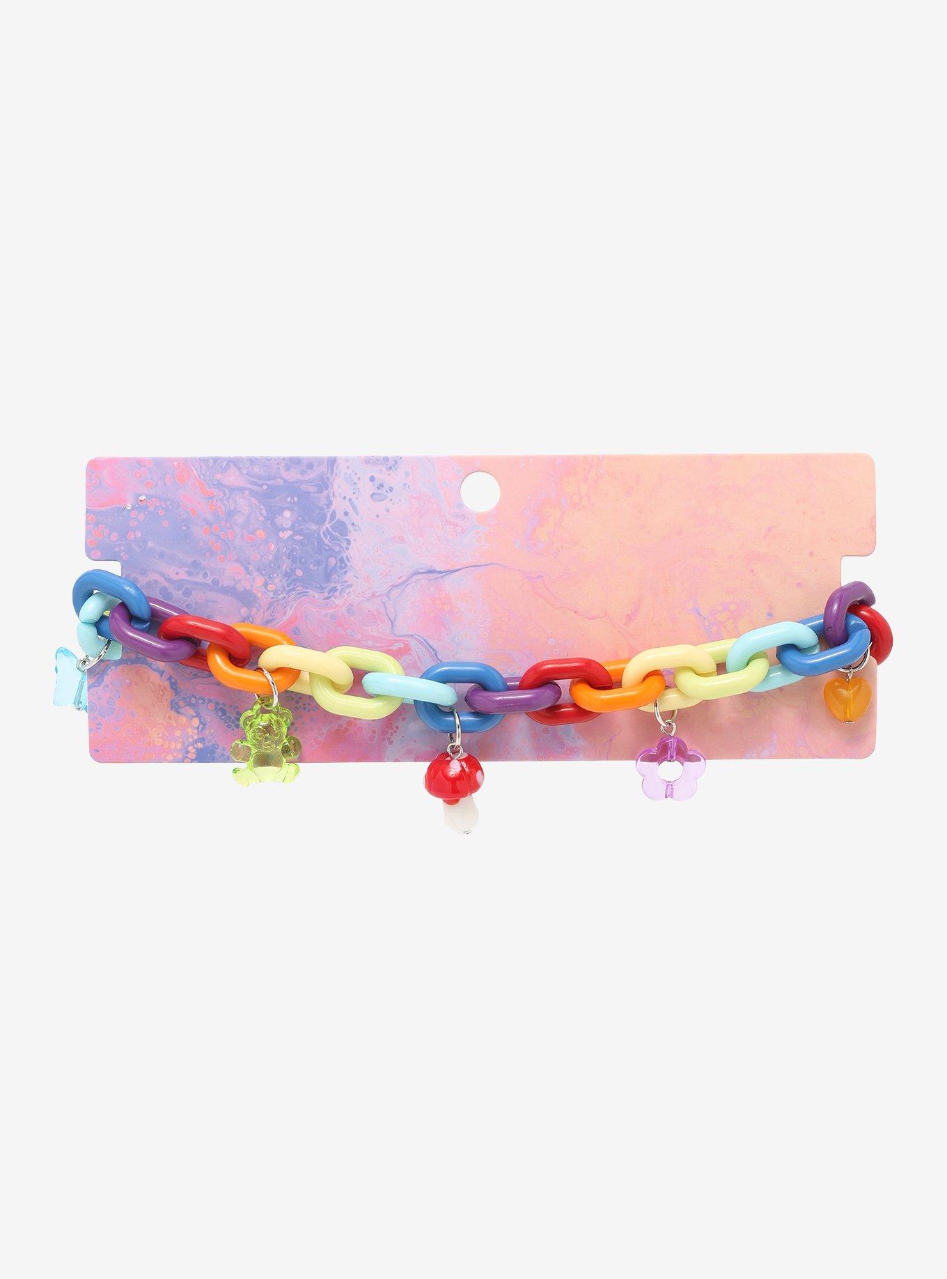 Rainbow Chunky Chain Charm Necklace, , alternate