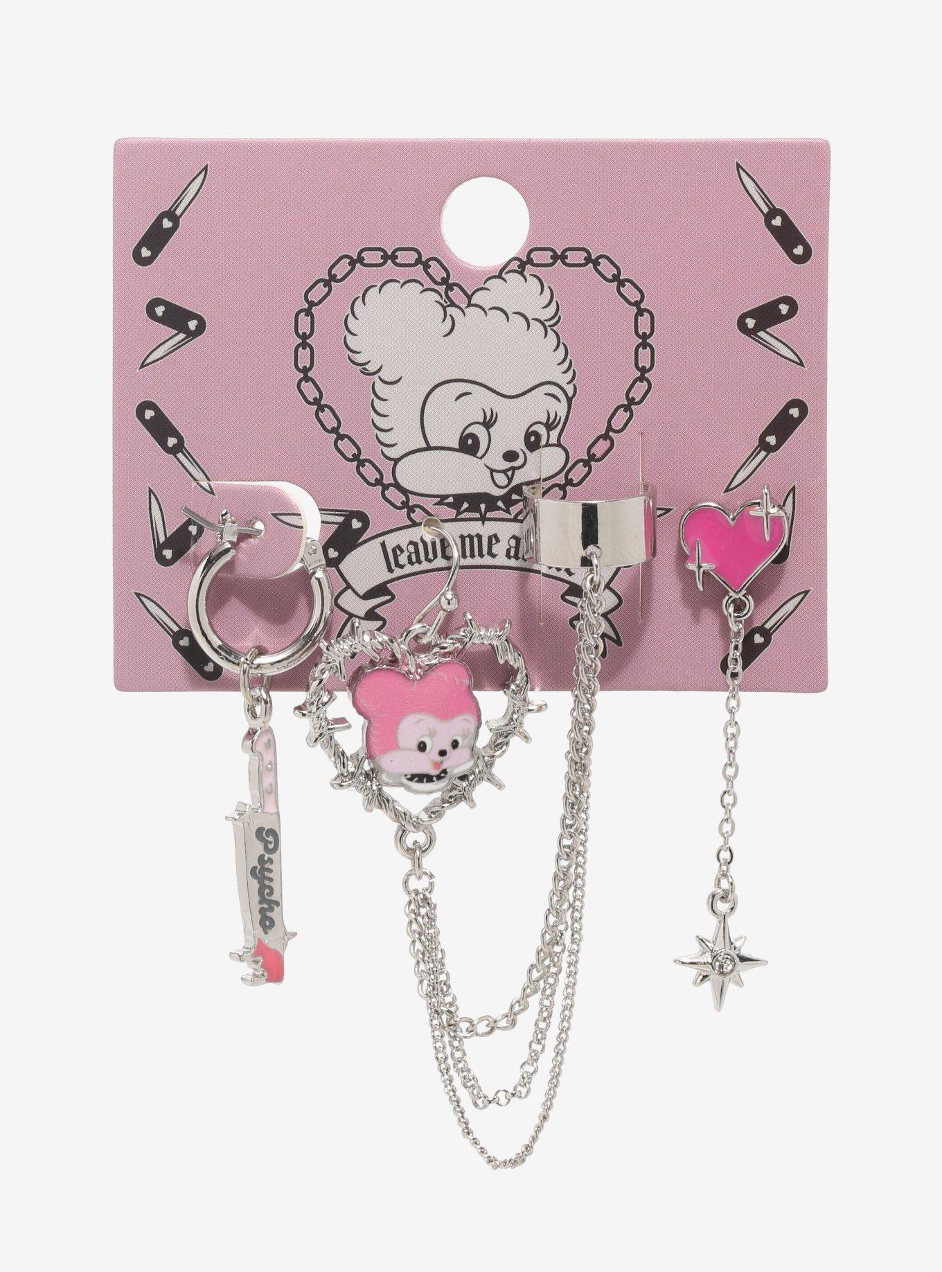Psycho Heart Cuff Earring Set, , alternate