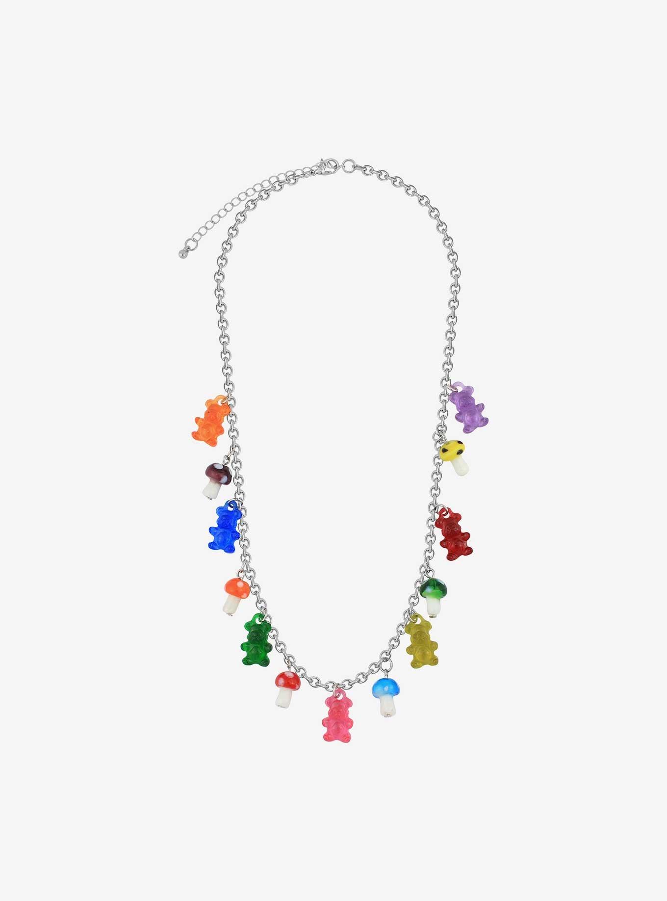 candy Bear Mushroom Charm Necklace, , alternate