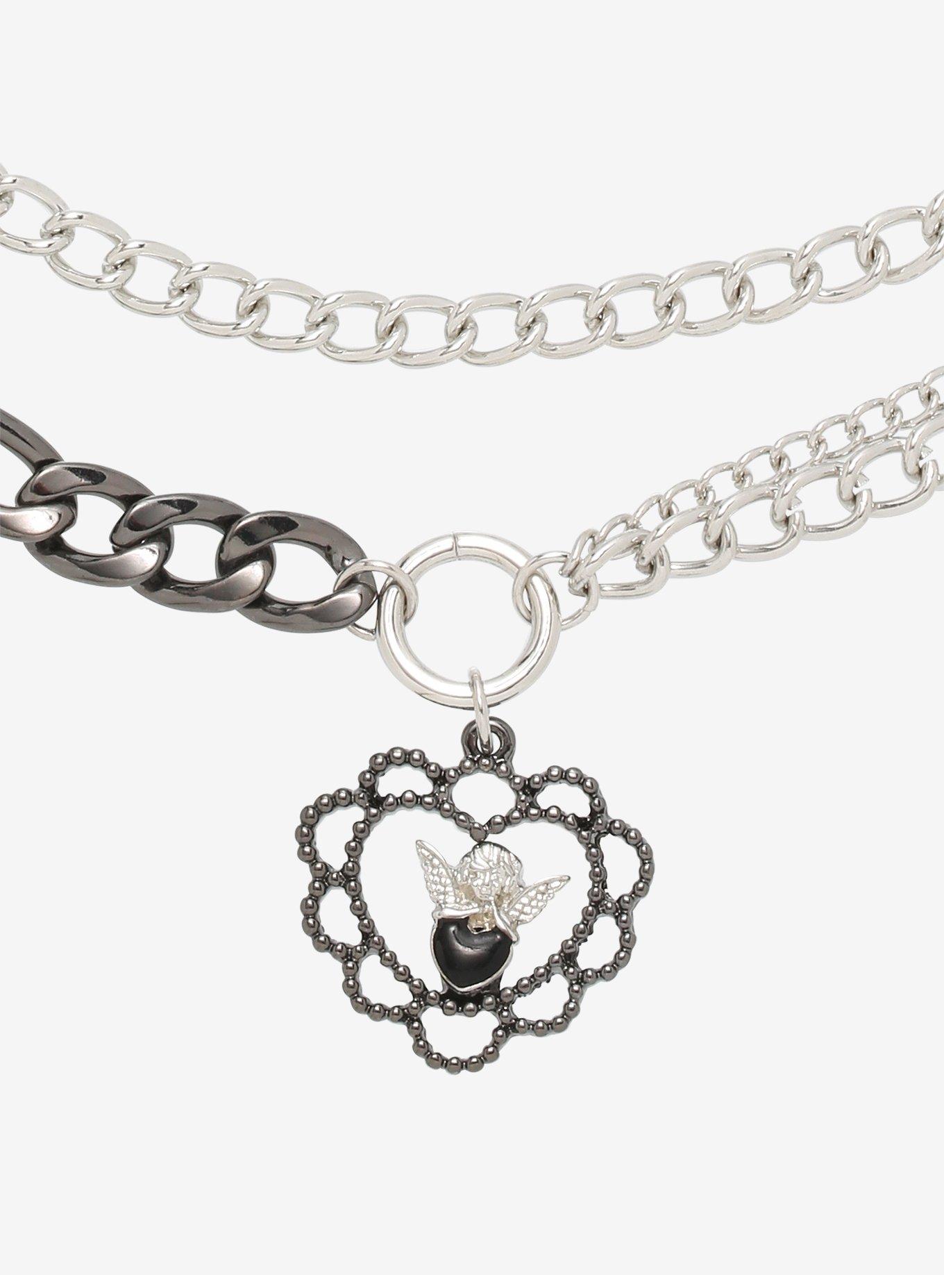 Angel Heart Multi Chain Necklace, , alternate