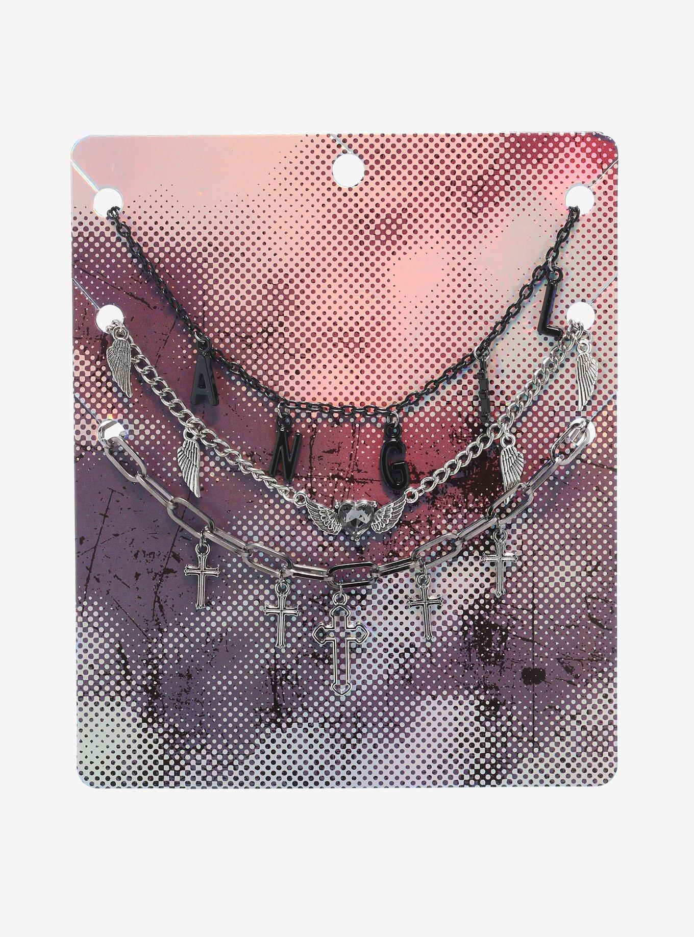 Angel Cross Chain Necklace Set, , alternate