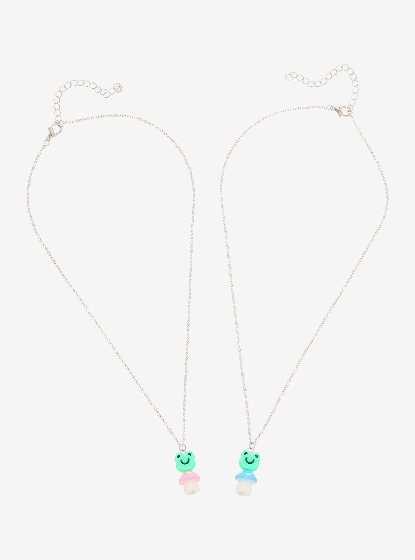 Pastel Frog Mushroom 3D Best Friend Necklace Set, , hi-res