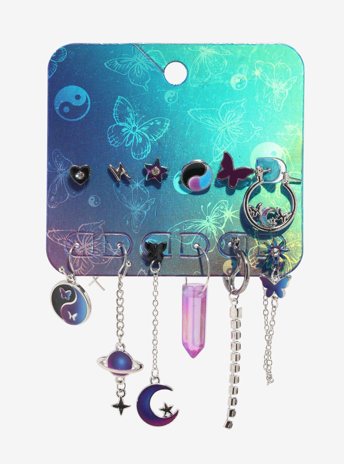 Butterfly Yin-Yang Mismatch Earring Set, , alternate