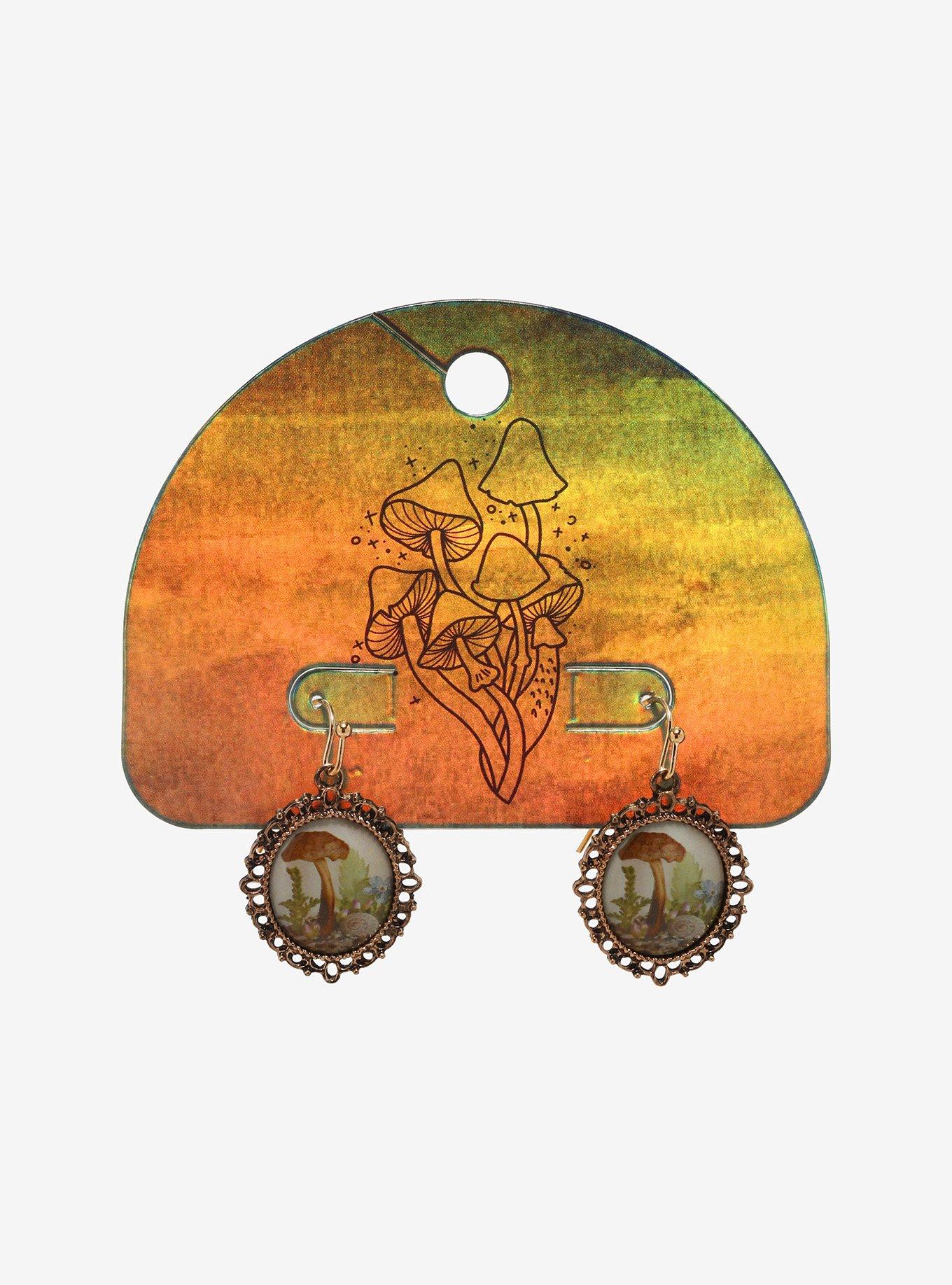 Antique Mushroom Portrait Vintage Earrings, , hi-res