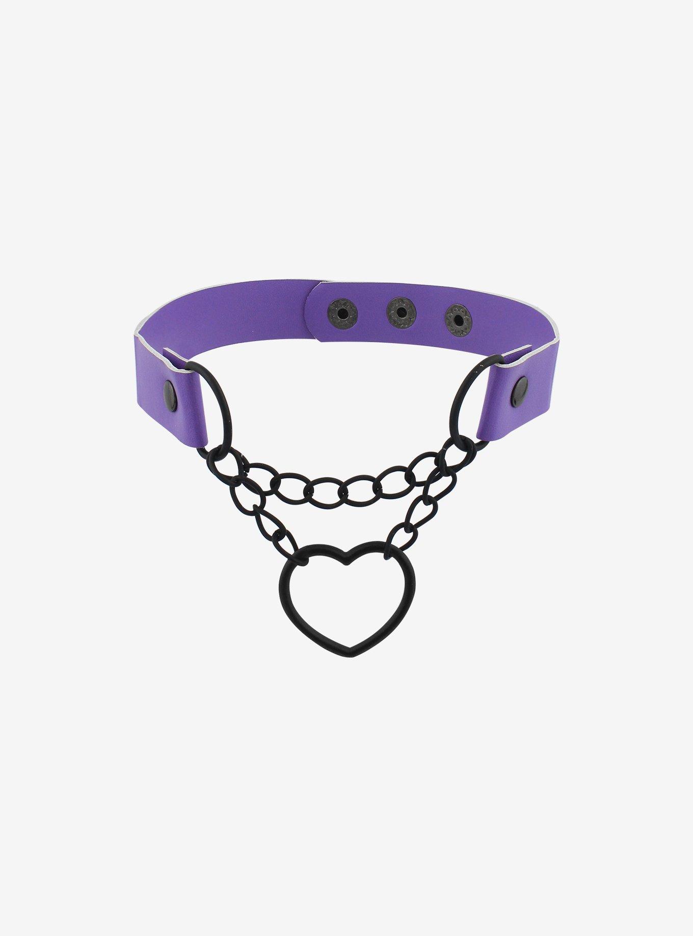 Purple & Black Chain Choker, , alternate