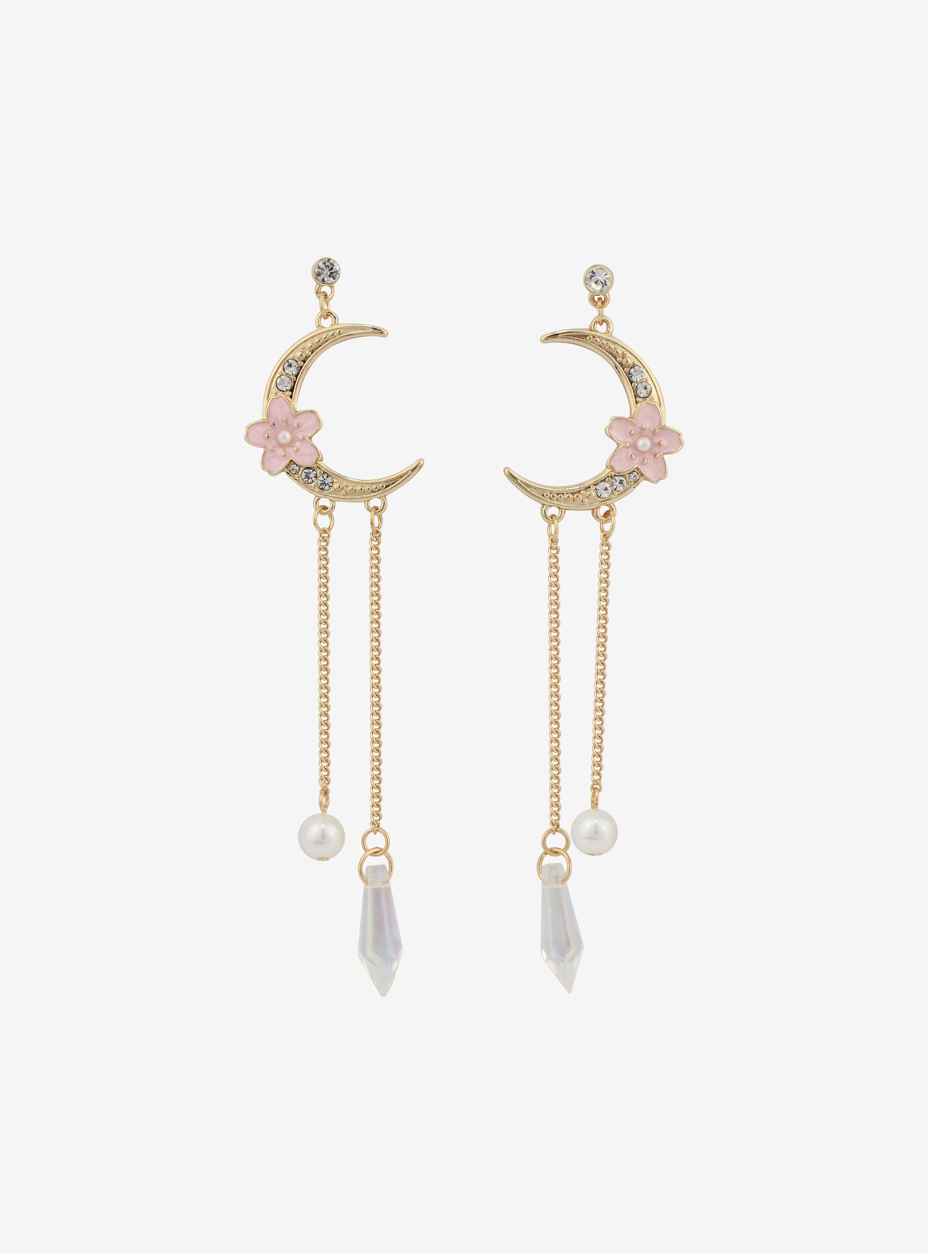 Sakura Moon Crystal Drop Earrings, , alternate