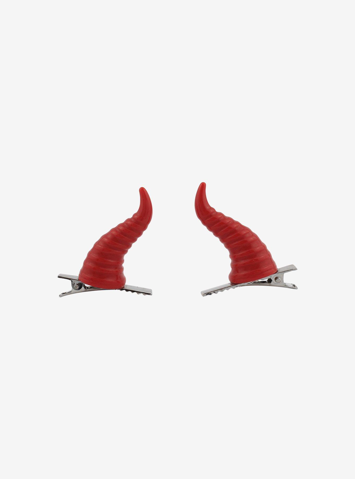 Red Horn Hair Clips, , alternate