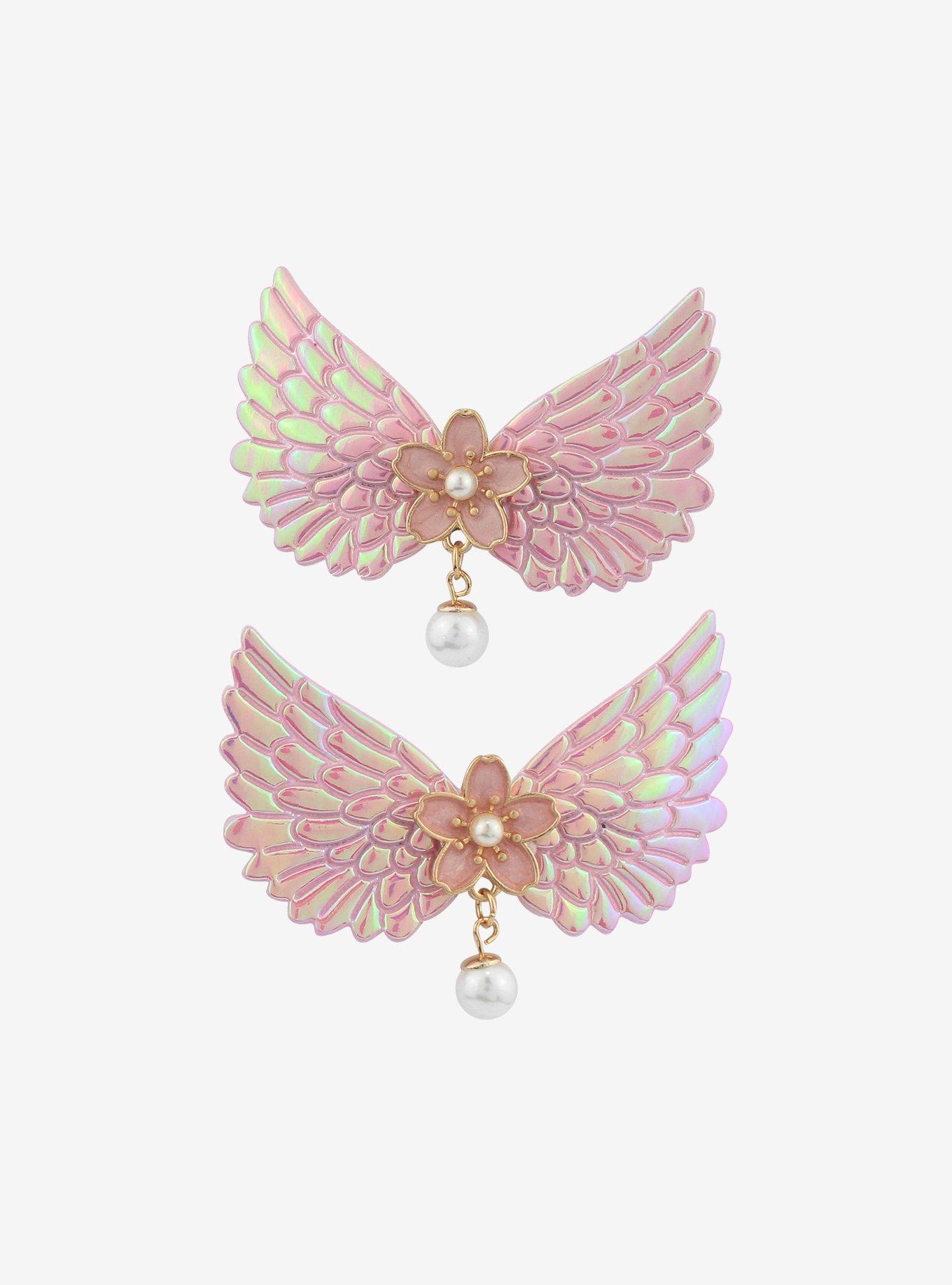 Iridescent Sakura Wings Hair Clips, , alternate
