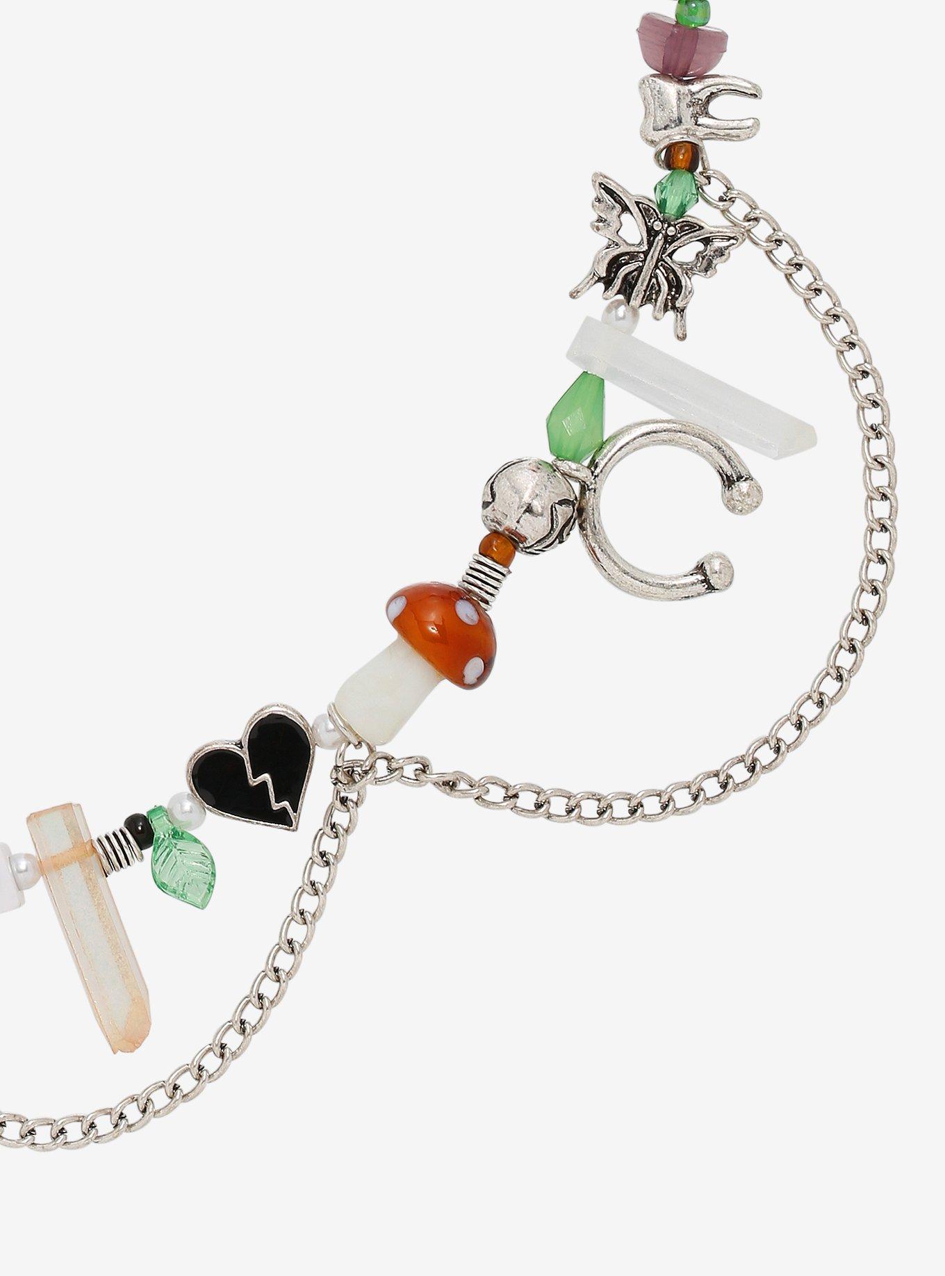 Mushroom Crystal Charms Chain Choker, , alternate