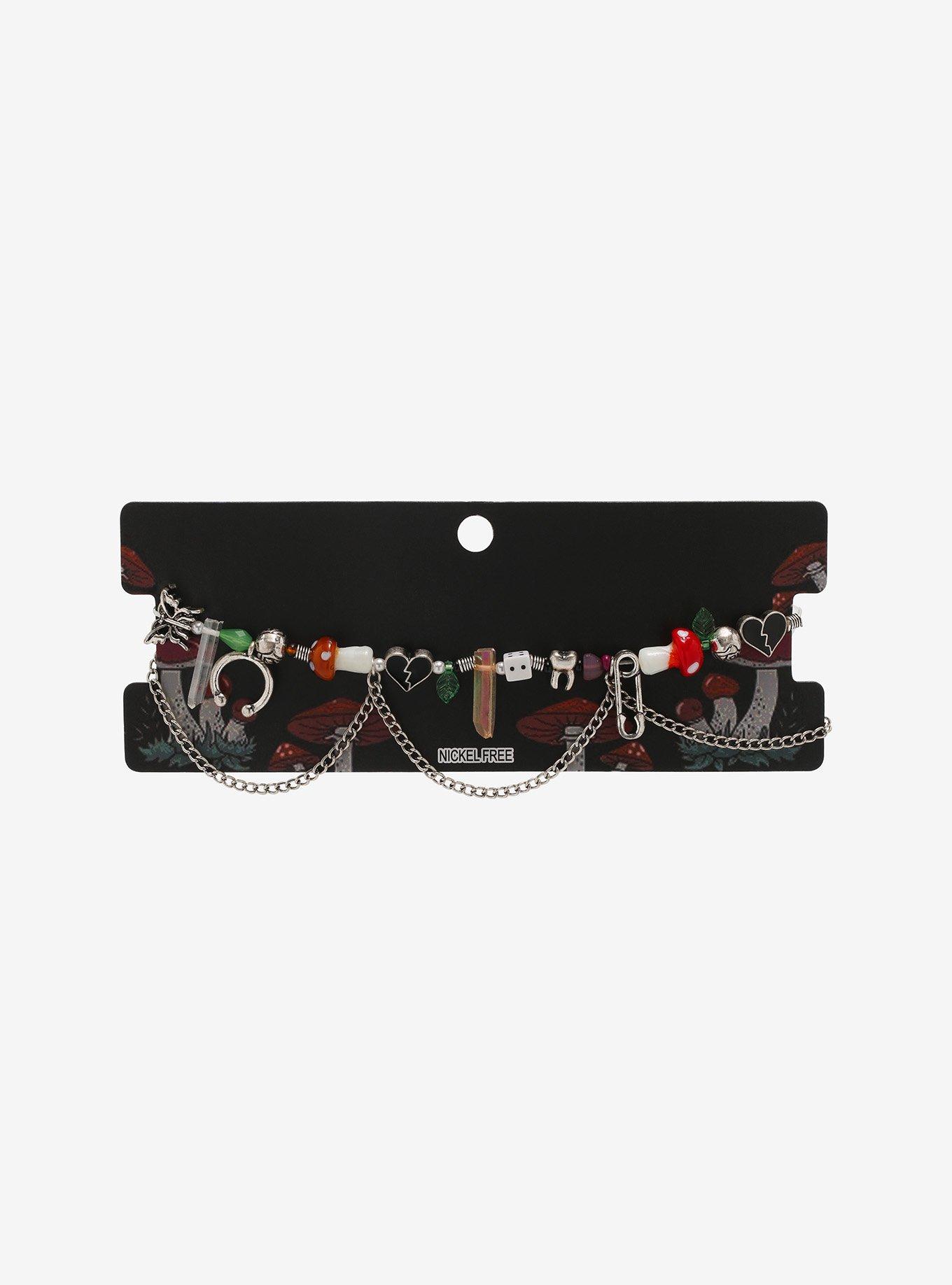 Mushroom Crystal Charms Chain Choker, , alternate