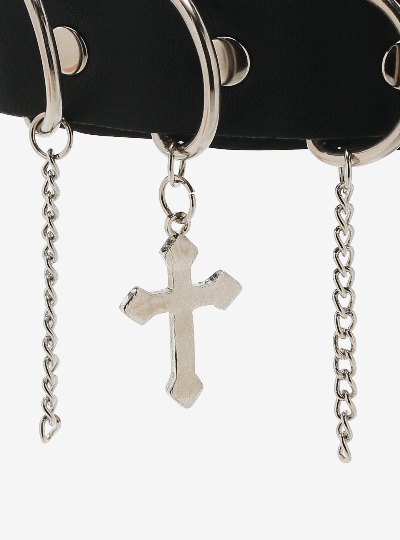 Cross Chains D-Ring Choker, , alternate