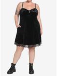 Black Velvet Slip Dress Plus Size, BLACK, alternate