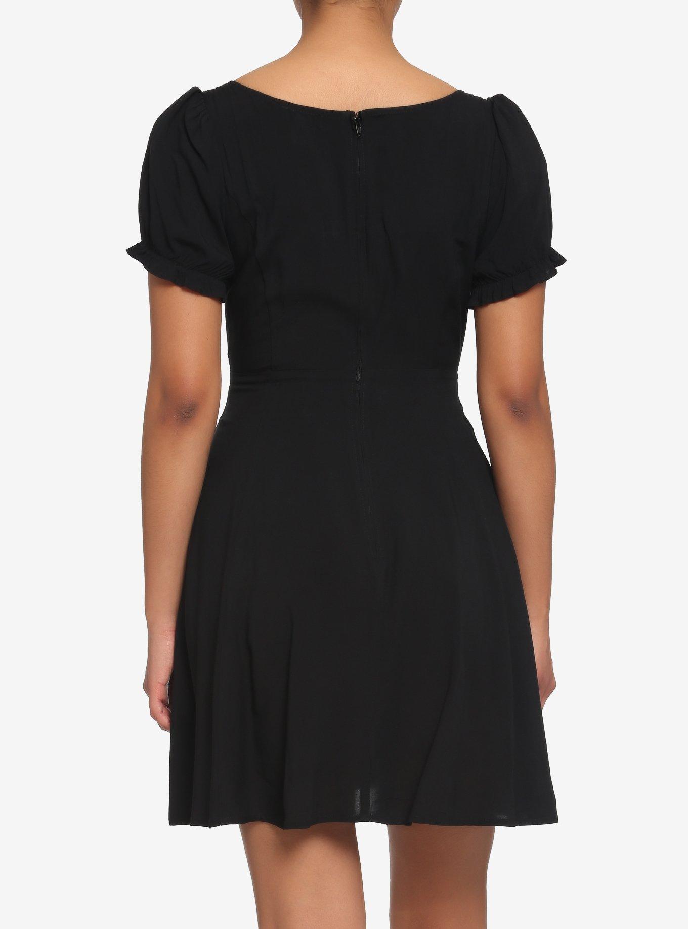 Black Puff Sleeve Dress, BLACK, alternate