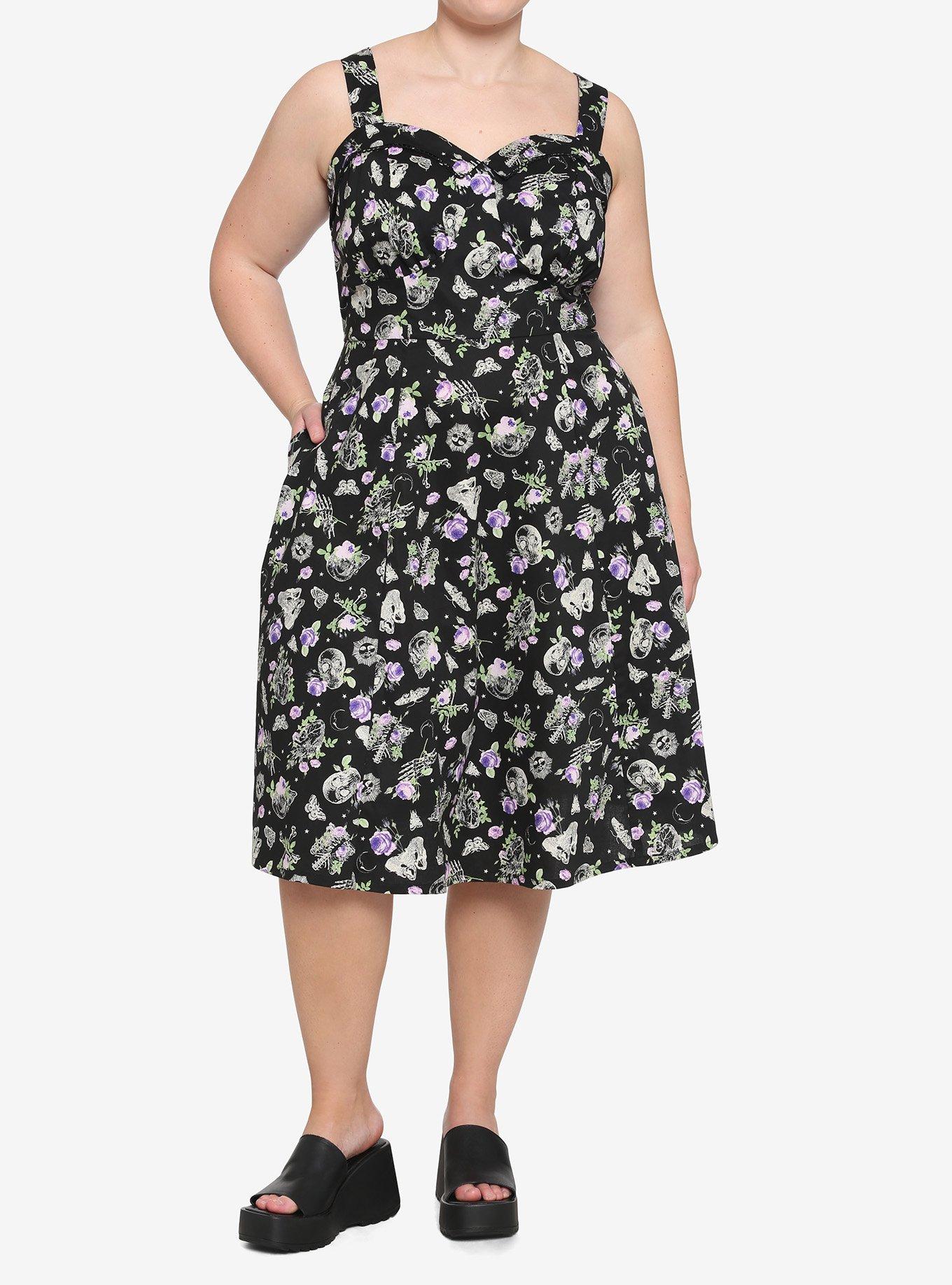 Anatomy Floral Retro Dress Plus Size, BLACK, alternate