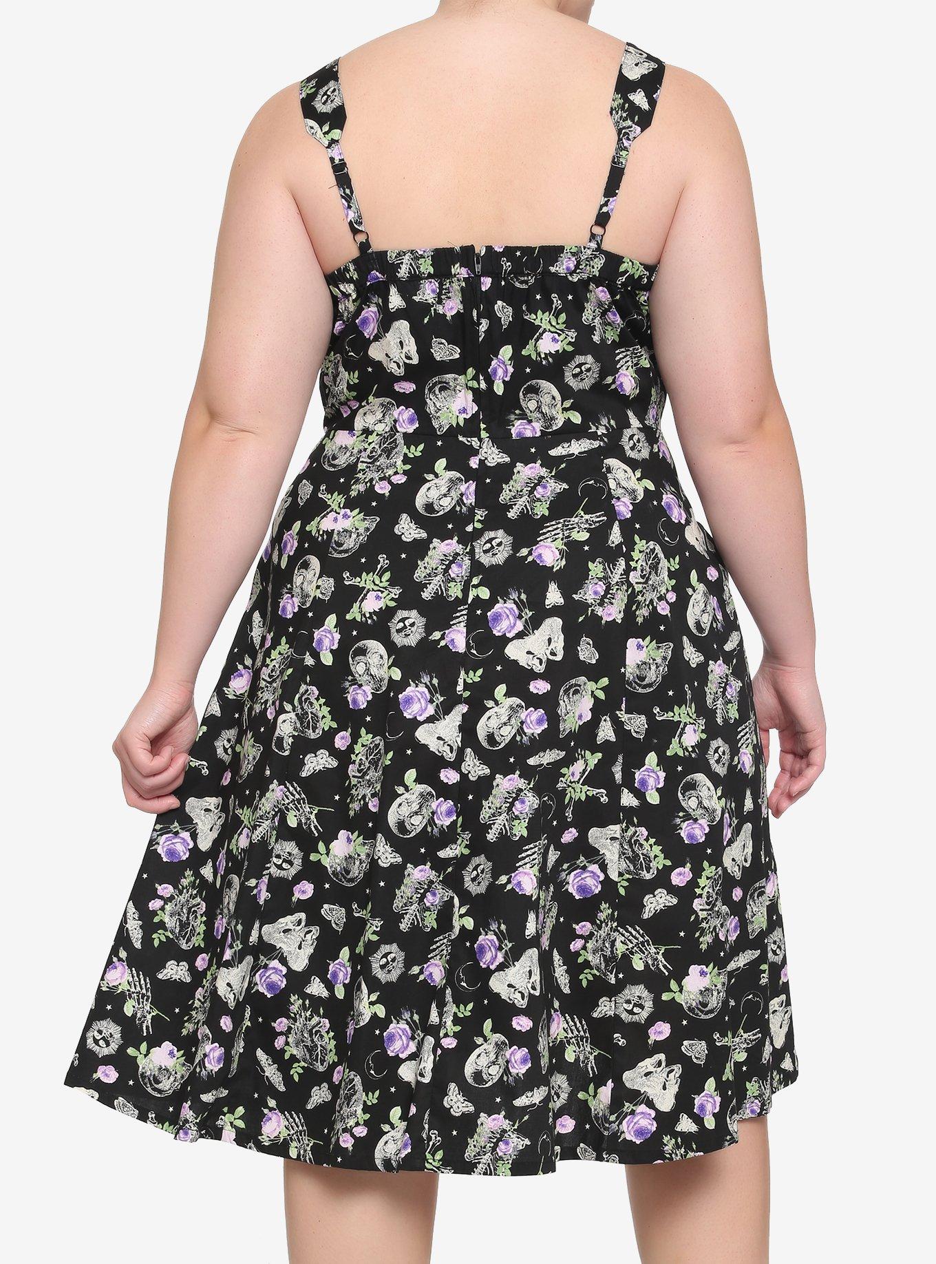 Anatomy Floral Retro Dress Plus Size, BLACK, alternate