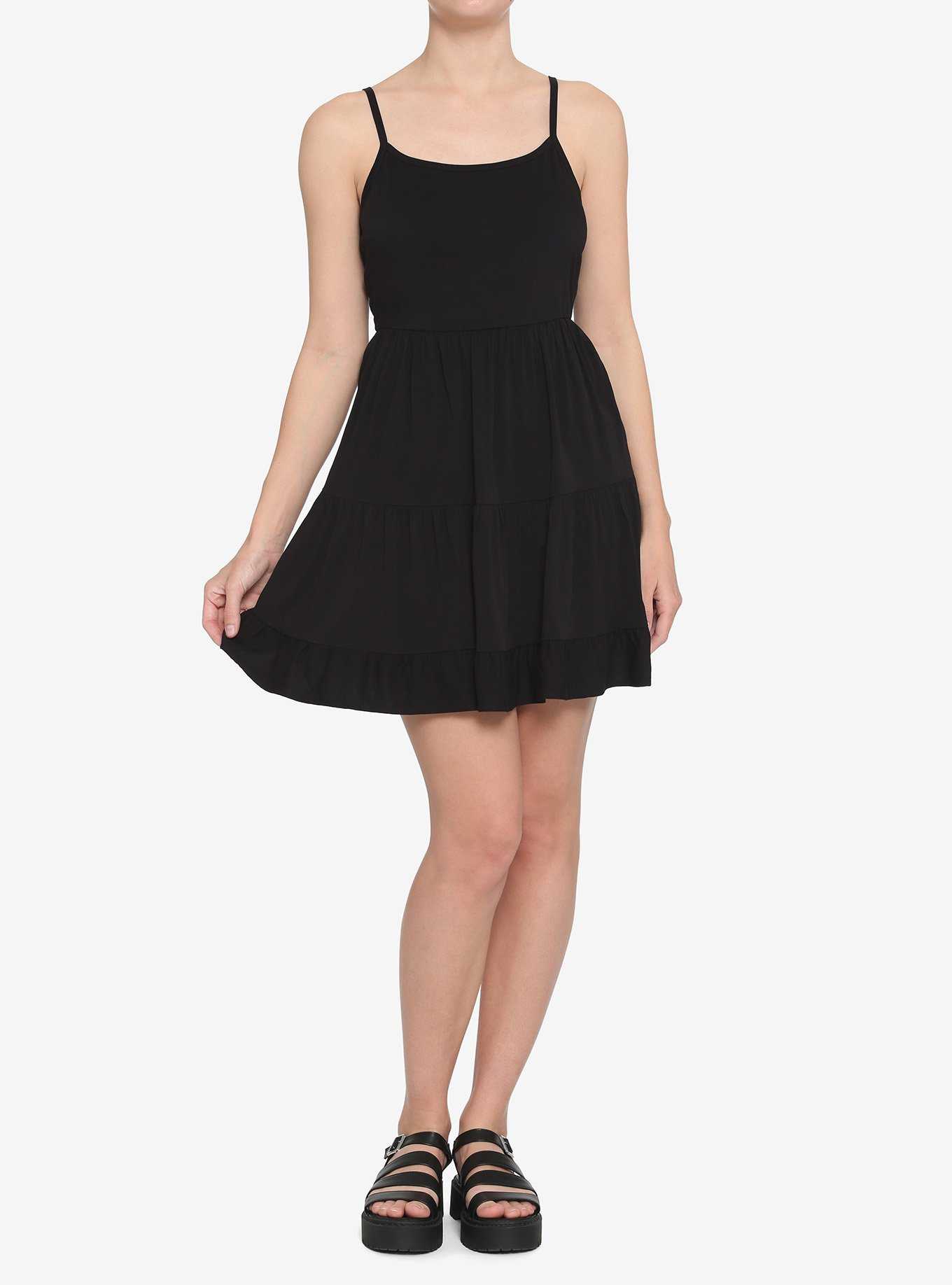 Black Woven Tiered Dress, , hi-res