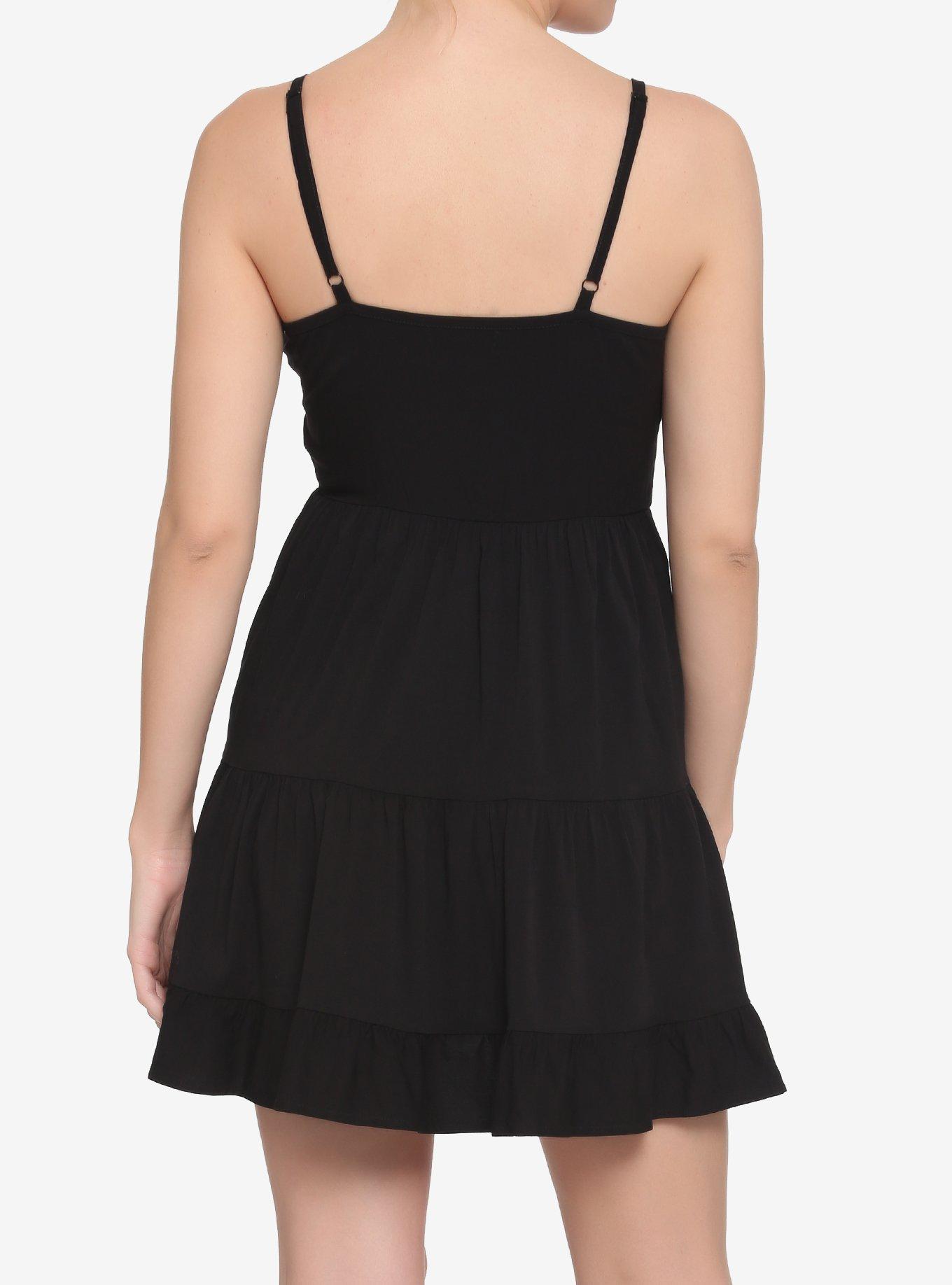 Black Woven Tiered Dress, BLACK, alternate