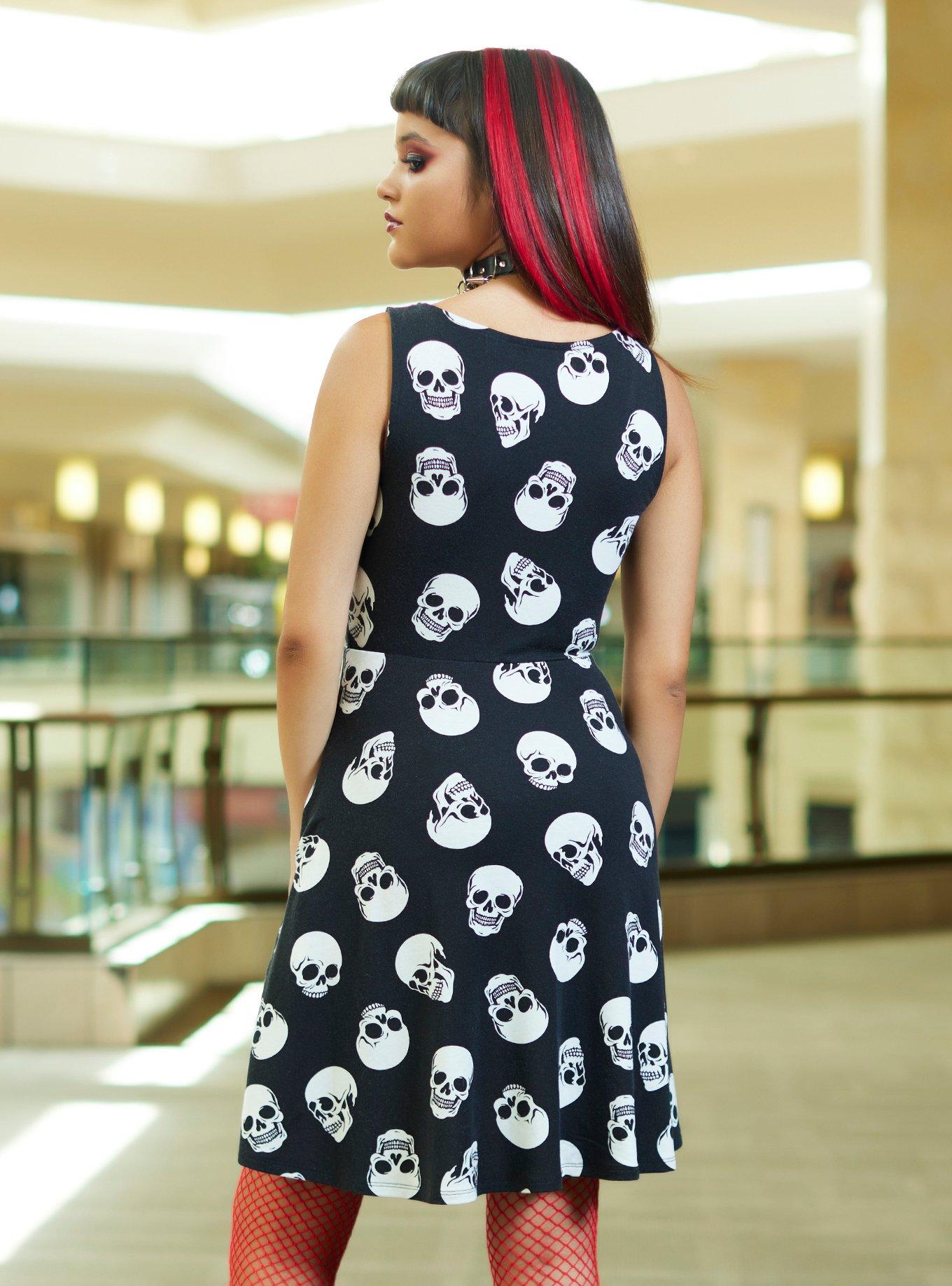 Skulls Tank Dress, BLACK, alternate