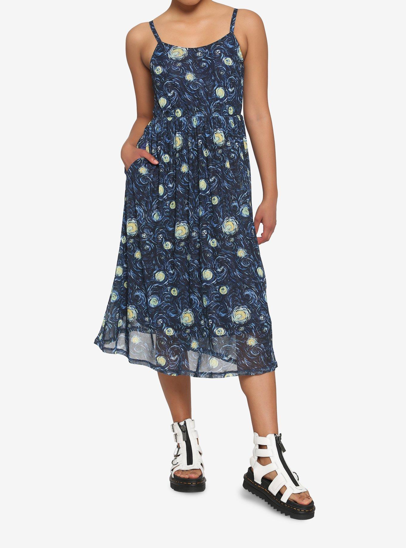 Starry Night Midi Dress, BLUE, alternate
