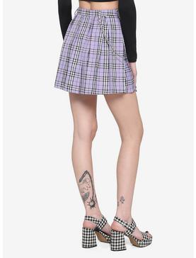 Lavender Plaid Chain Pleated Skirt, , hi-res