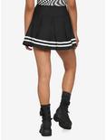 Black & White Lace-Up Pleated Skirt, BLACK, alternate