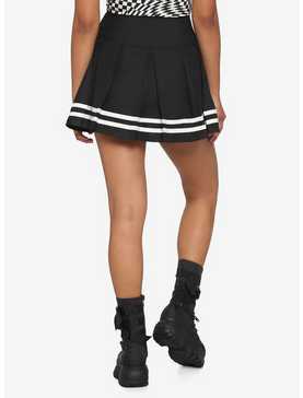 Black & White Lace-Up Pleated Skirt, , hi-res