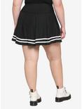 Black & White Lace-Up Pleated Skirt Plus Size, BLACK, alternate