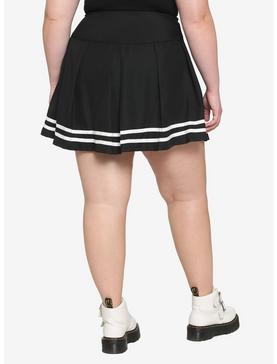 Black & White Lace-Up Pleated Skirt Plus Size, , hi-res