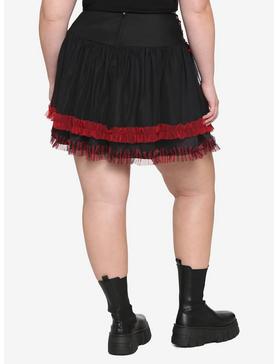 Black & Red Side Lace-Up Skirt Plus Size, , hi-res