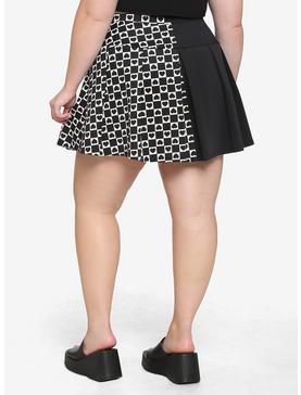 Black & White Checkered Heart Split Skirt Plus Size, , hi-res