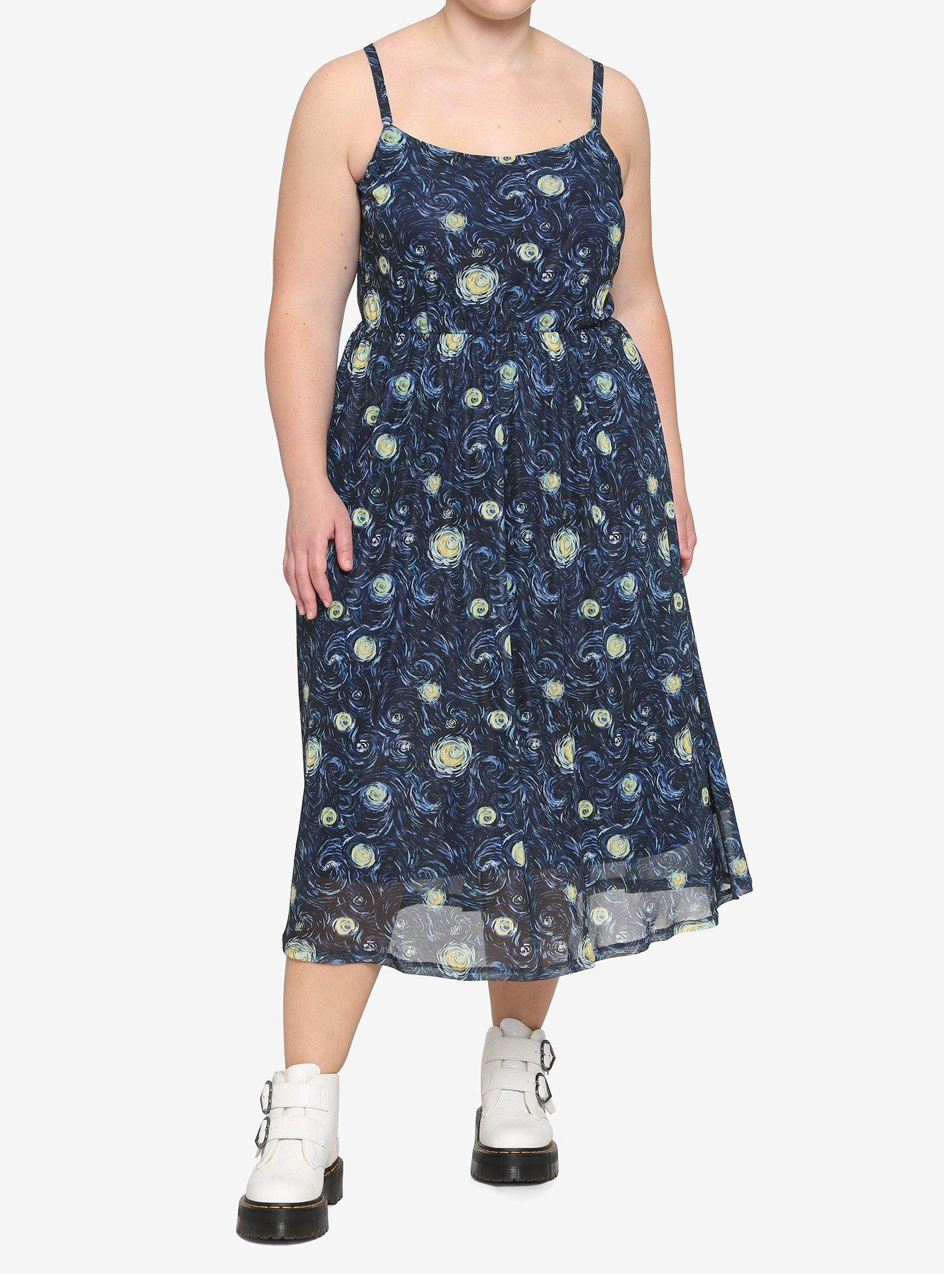 Starry Night Midi Dress Plus Size, BLUE, alternate