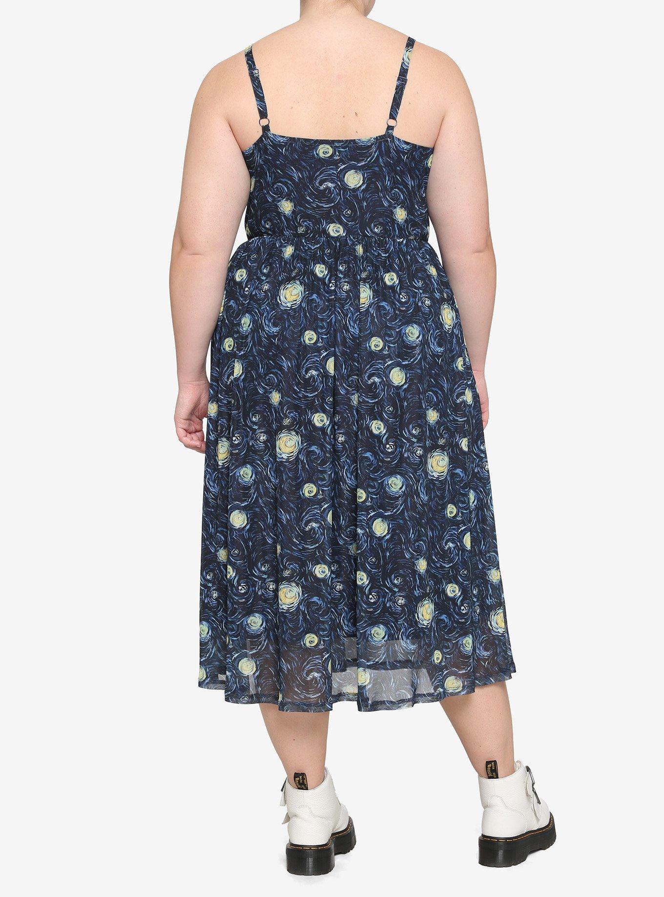 Starry Night Midi Dress Plus Size, BLUE, alternate