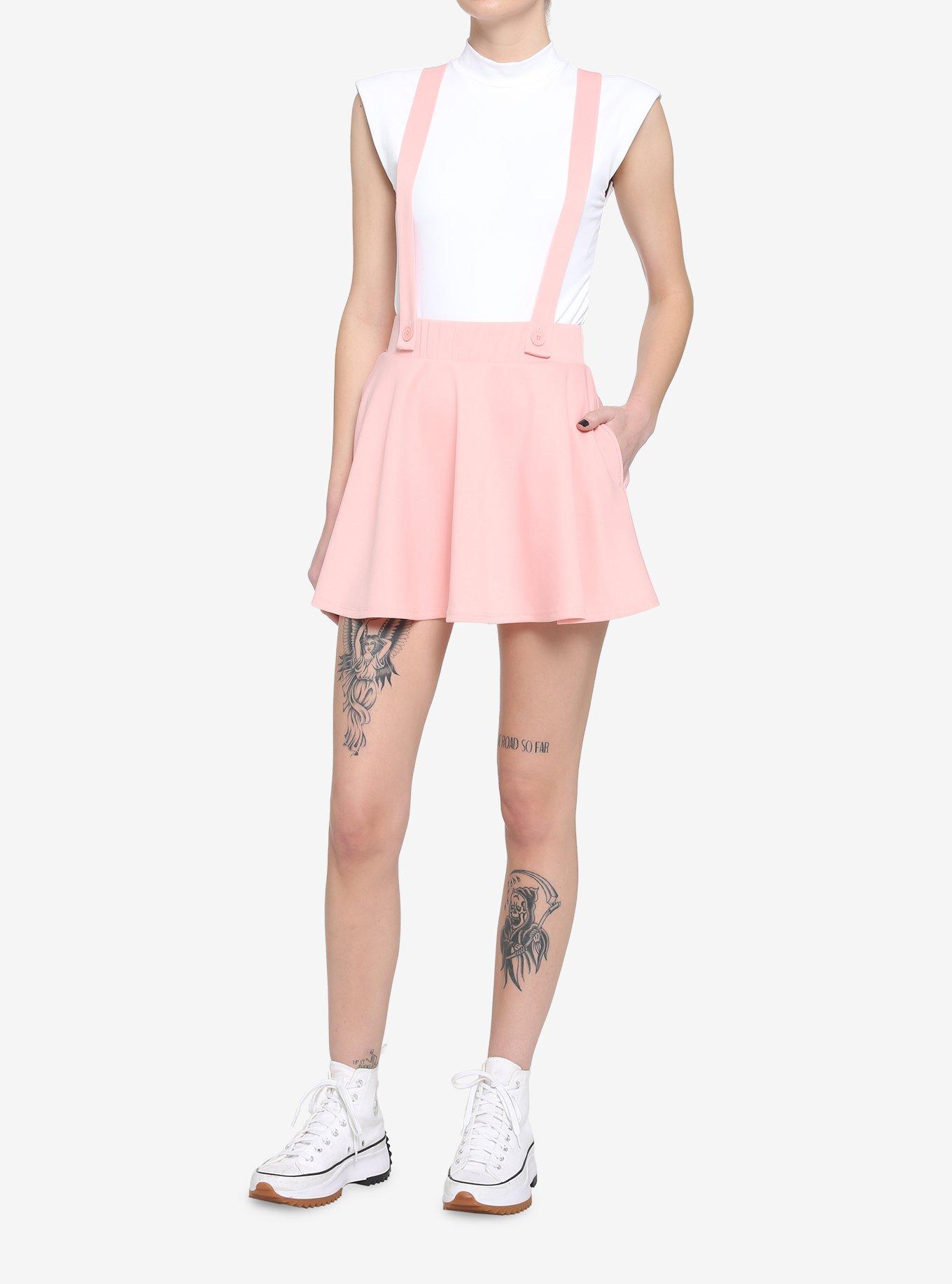 Pink Suspender Skater Skirt, PINK, alternate