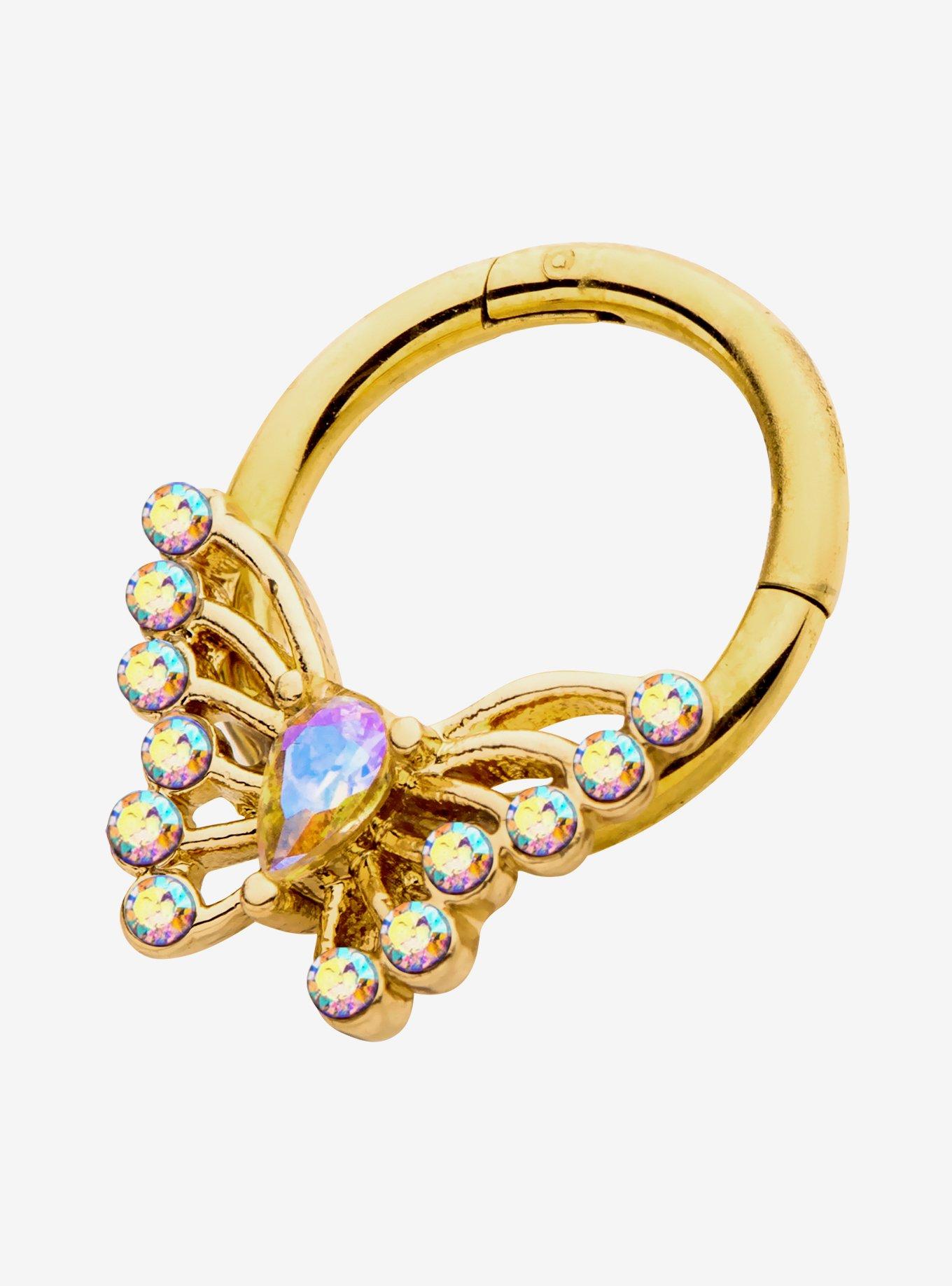 16G Steel Gold Butterfly Hinged Clicker, , alternate