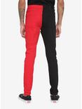 Red & Black Distressed Split-Leg Skinny Jeans, BLACK  RED, alternate