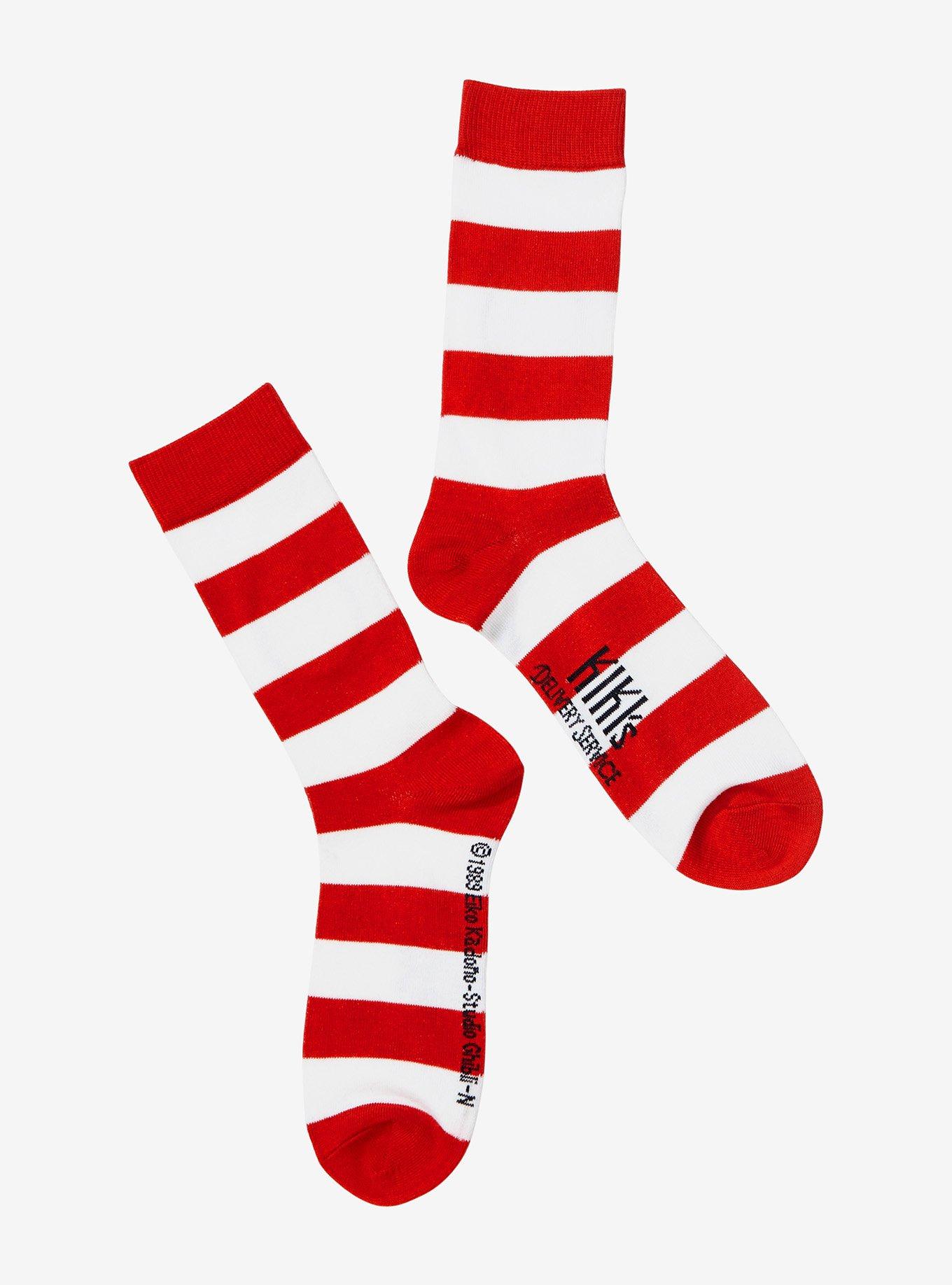 Studio Ghibli Kiki's Delivery Service Kiki & Tombo Striped Crew Socks - BoxLunch Exclusive, , alternate