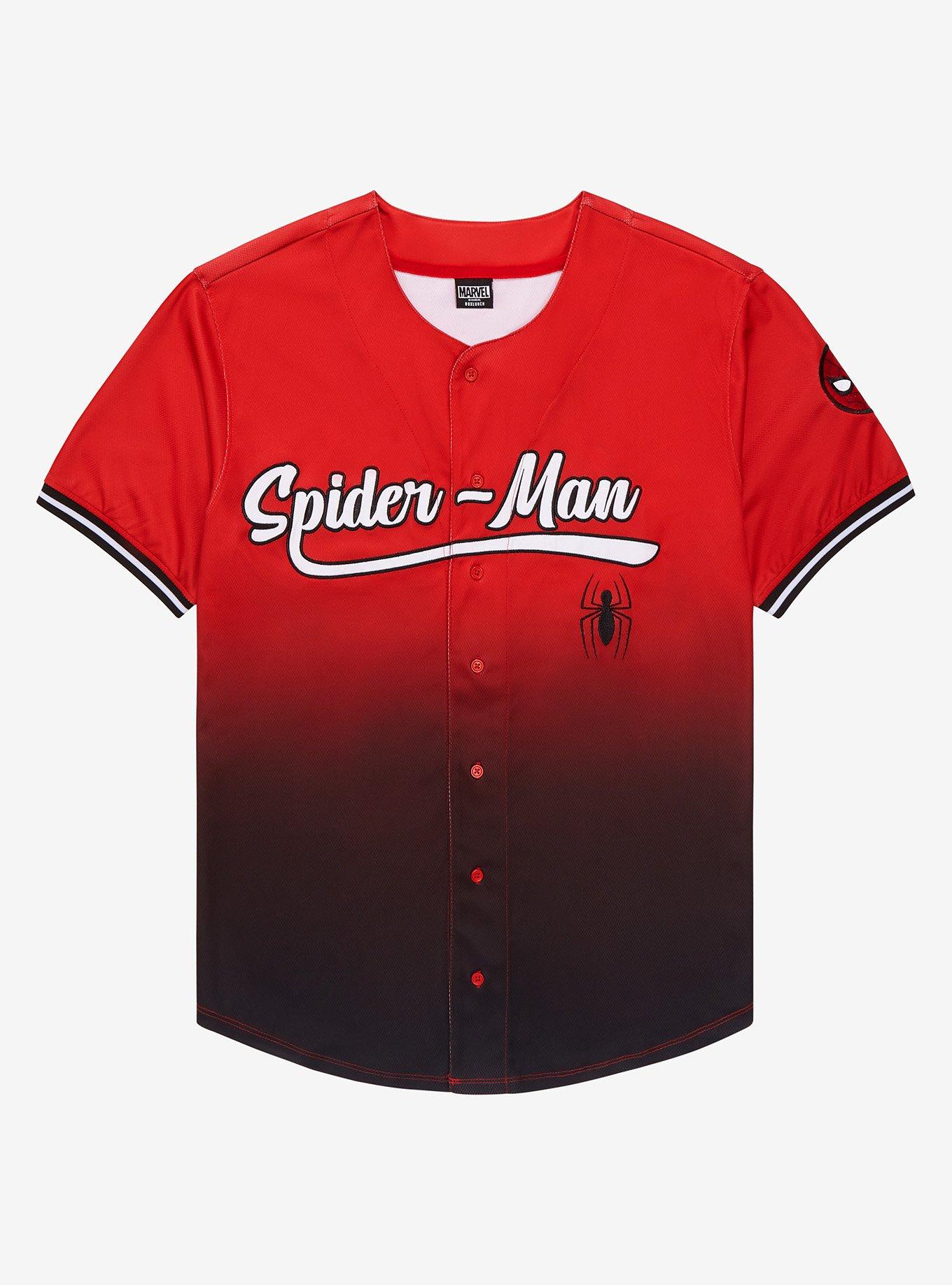 Marvel Spider-Man Ombre Baseball Jersey - BoxLunch Exclusive, DARK RED, alternate