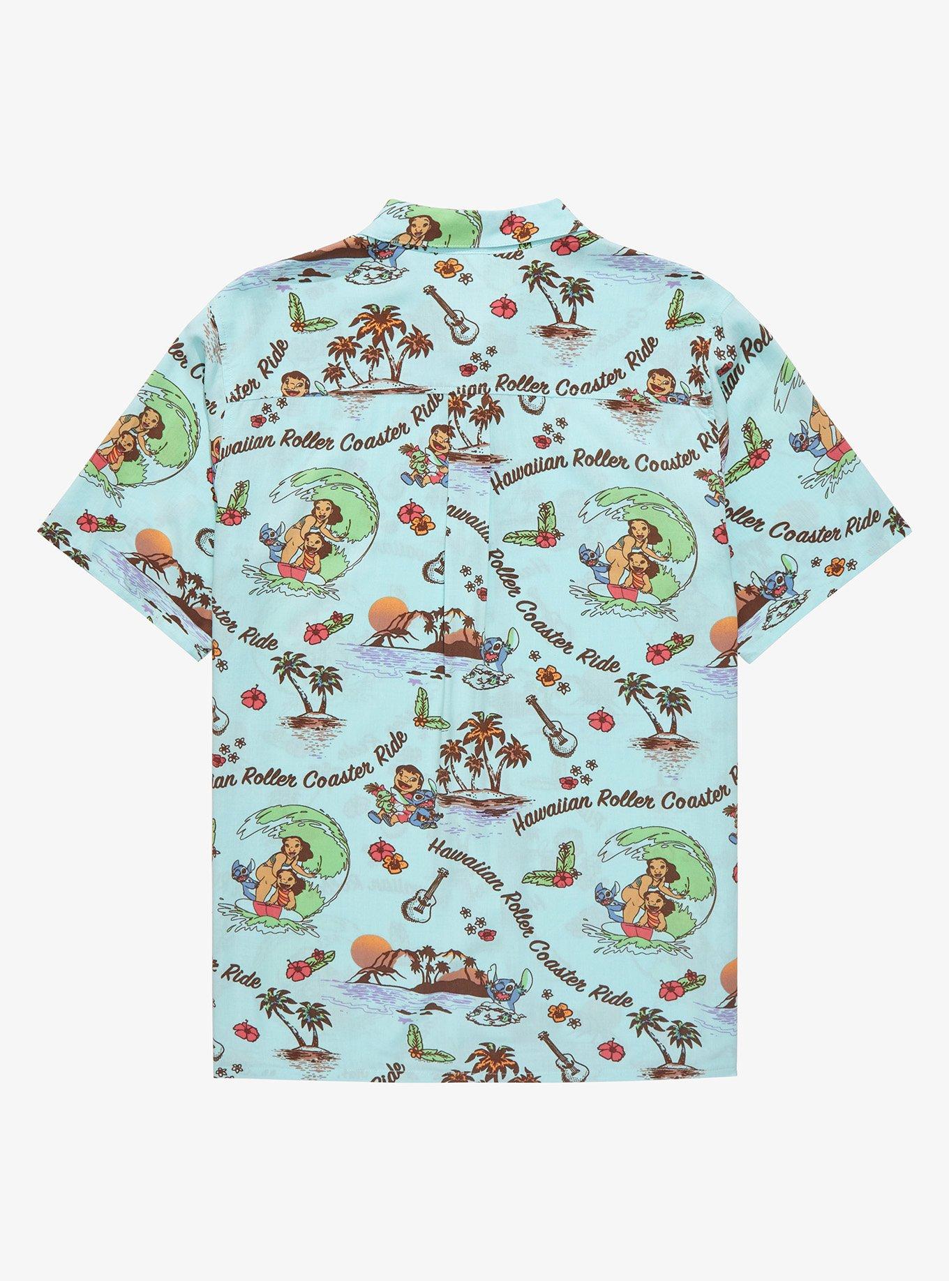 Our Universe Disney Lilo & Stitch Hawaiian Roller Coaster Ride Plus Size Woven Button-Up, LIGHT BLUE, alternate