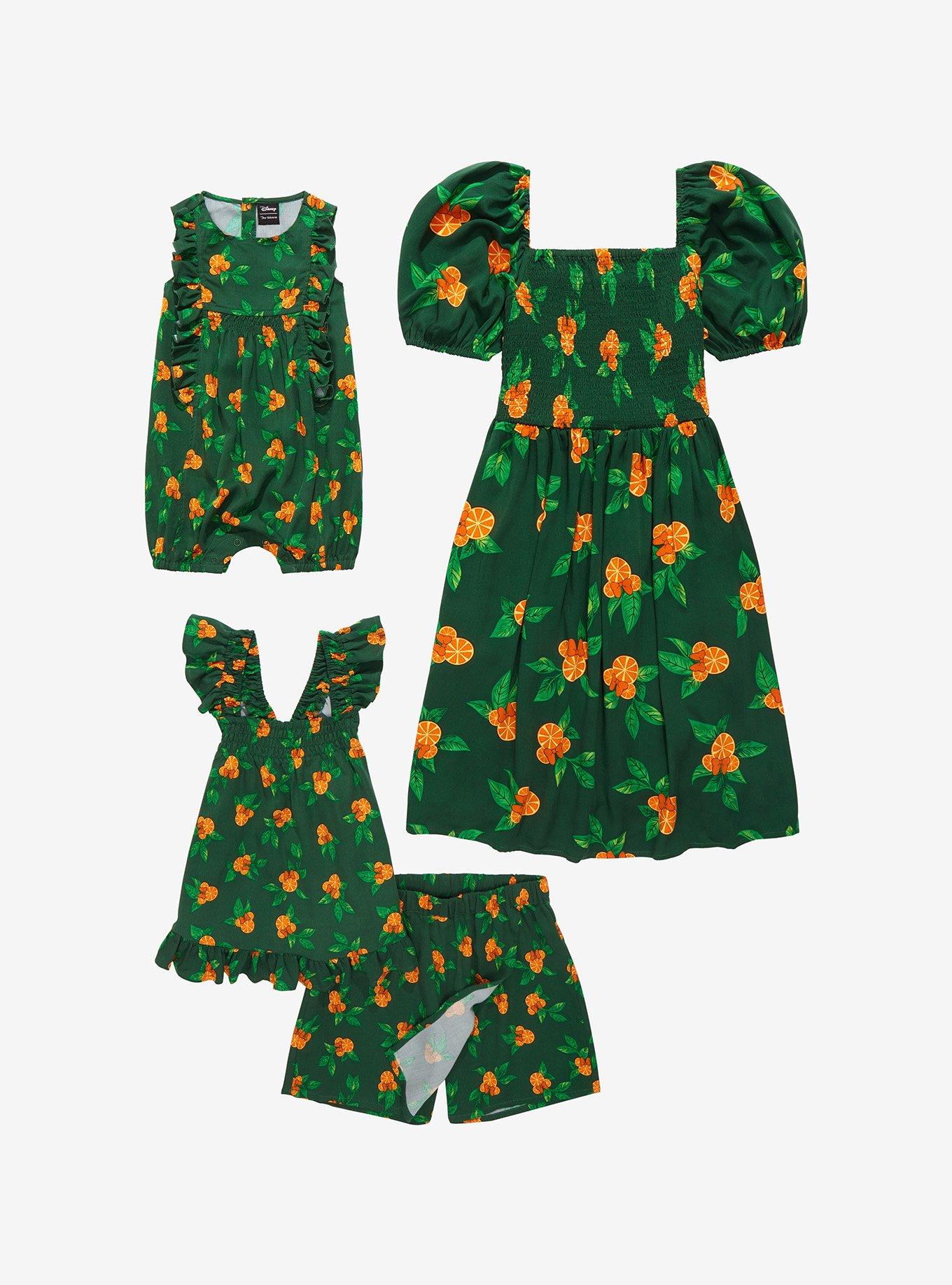 Her Universe Disney Minnie Mouse Orange Allover Print Smocked Dress - BoxLunch Exclusive, GREEN, alternate