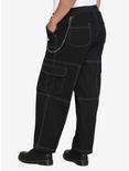 Black & White Stitch Chain Carpenter Pants Plus Size, BLACK  WHITE, alternate