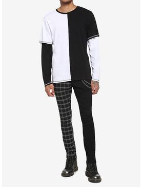 Black & White Split Contrast Twofer Long-Sleeve T-Shirt, , hi-res