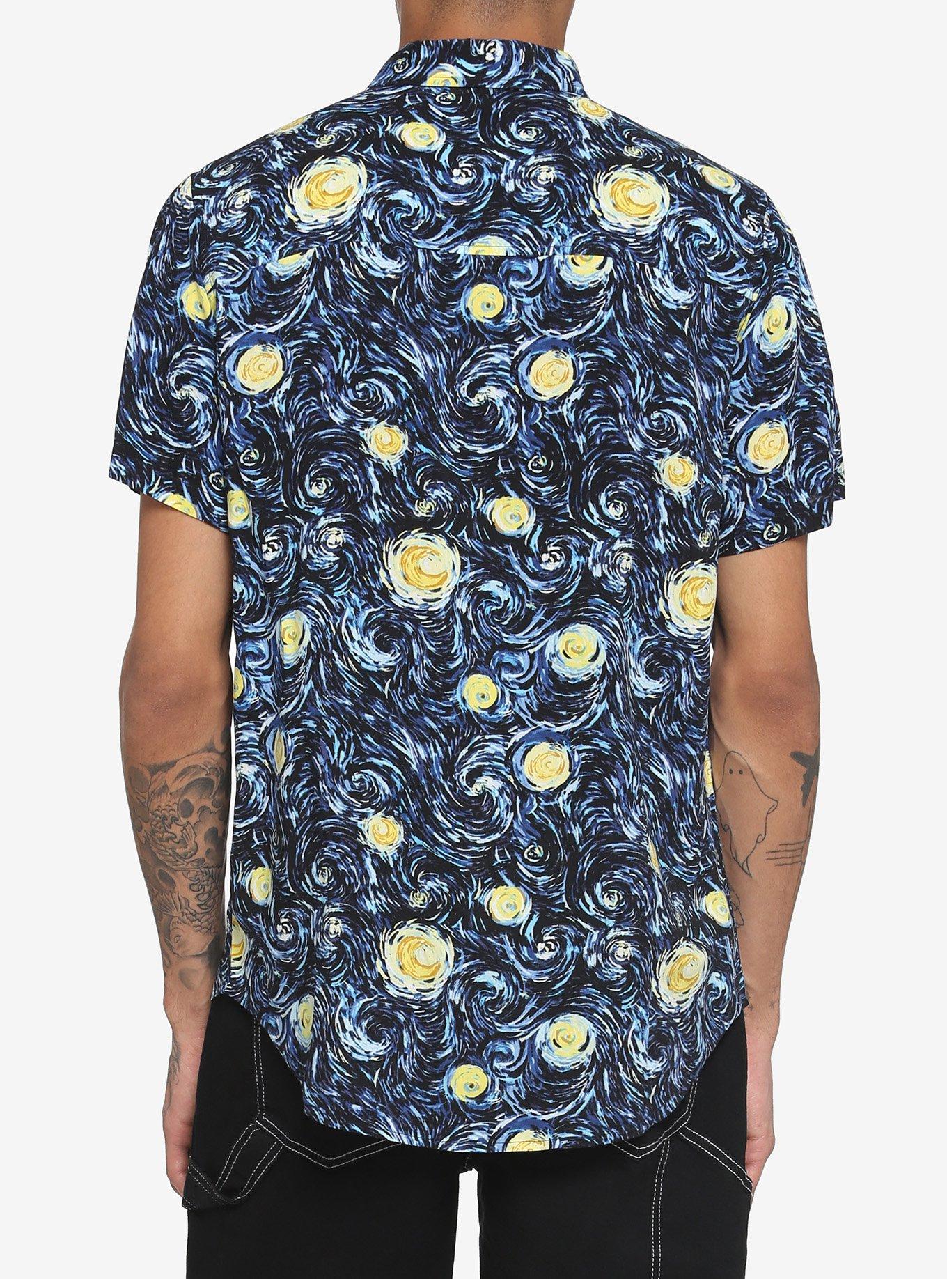 Starry Night Woven Button-Up, BLACK, alternate