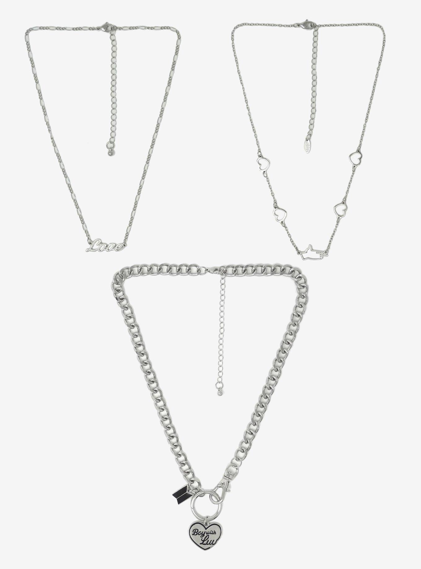 BTS Boy With Luv Assorted Charms Necklace Set, , alternate