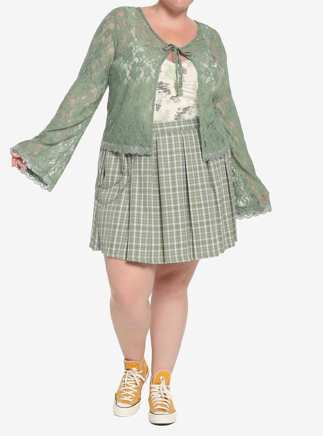 Her Universe Tinker Bell Lace Tie-Front Girls Crop Cardigan Plus Size, MULTI, alternate